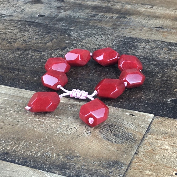 Red Agate or Onyx Stone Pink Macrame Bracelet Lola Rose QVC - Picture 5 of 10